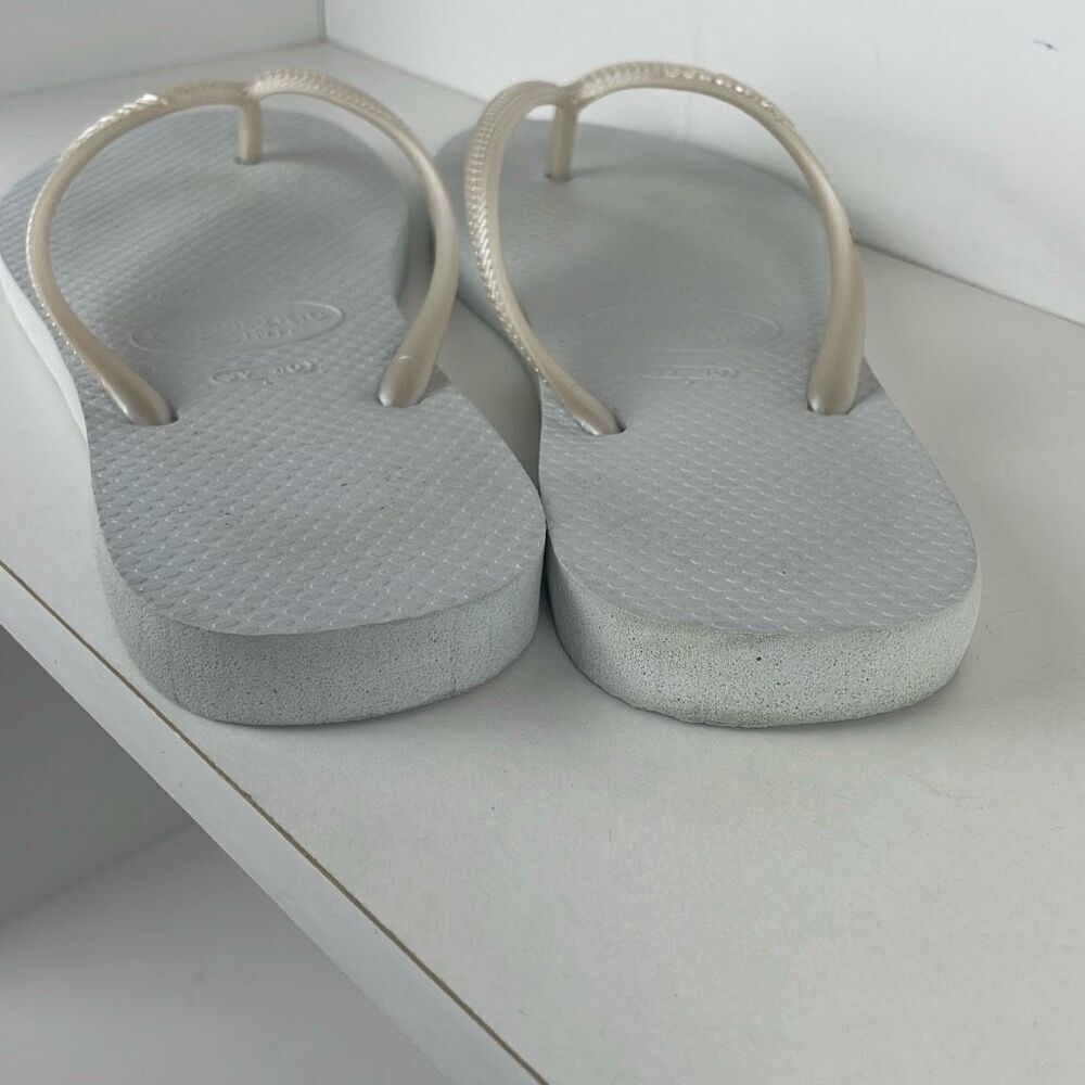 Havaianas Slim Flip Flop Sandals Pearl White 7/8 - Picture 4 of 7